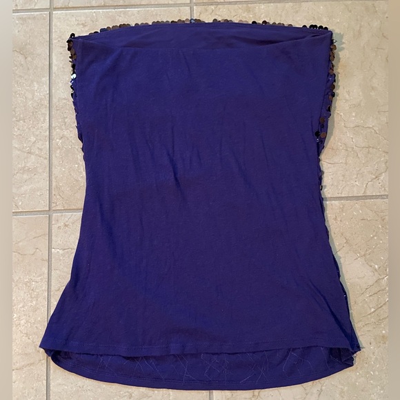 Express Strapless Purple Sequin Top with built in bra - Picture 9 of 9